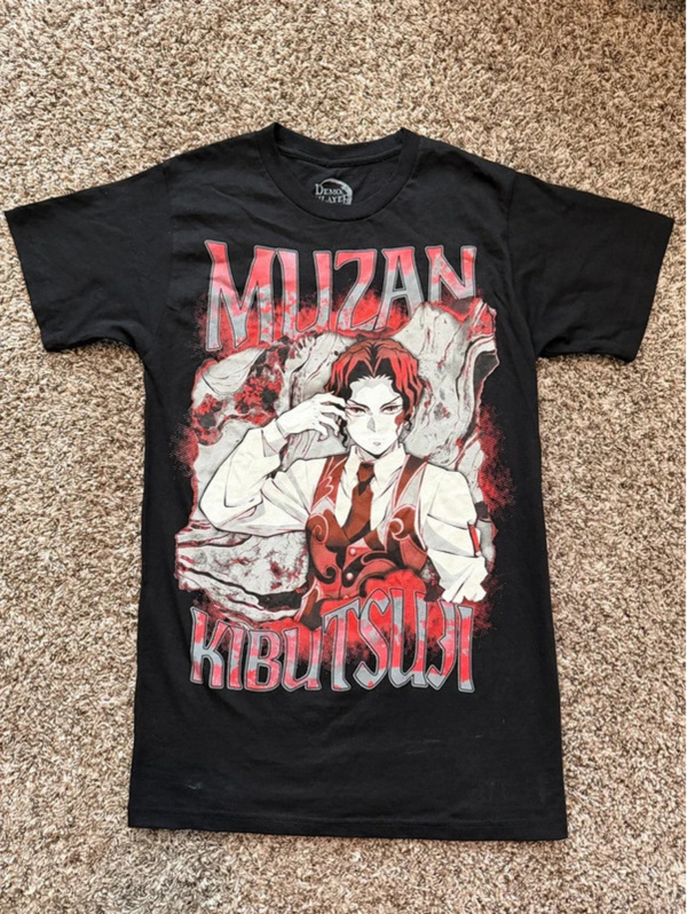 Anime Demon Slayer M Kimetsu No Yaiba Muzan Kibutsuji Black T-Shirt